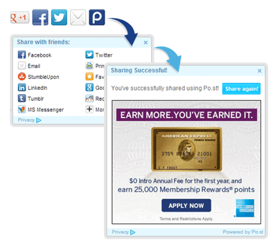 Earn a $20 CPM on a Shareable Button with Po.st! MonitizeMore