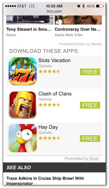 mobile ads screenshot