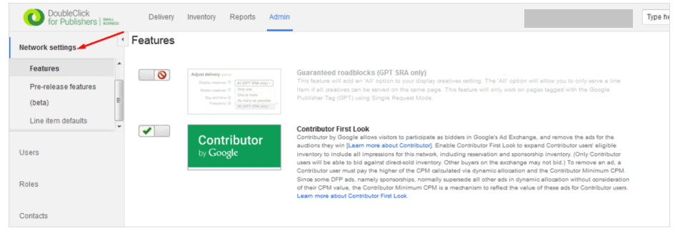 Contributor feature in DFP