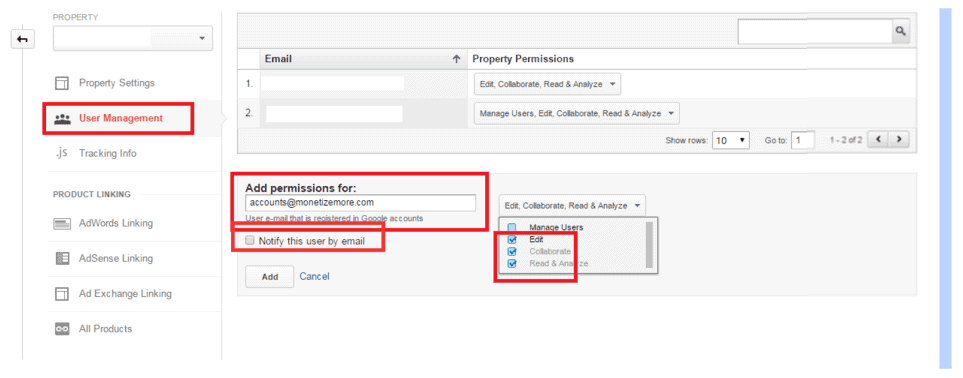 Step 1 - link ad exchange and analytics