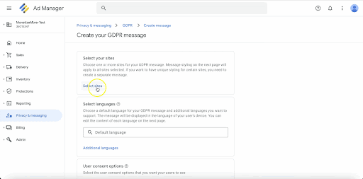 How to create GDPR Messages in Google Ad Manager MonitizeMore