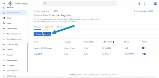 How to create GDPR Messages in Google Ad Manager MonitizeMore