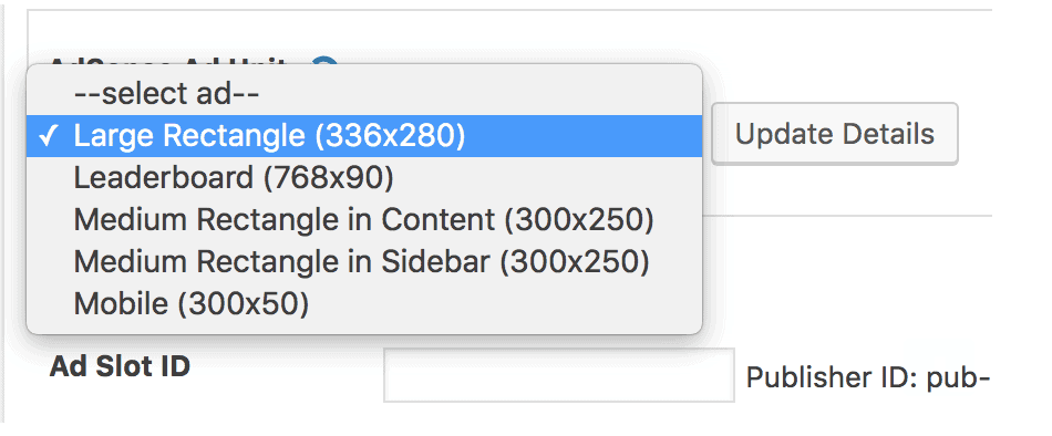 select ad size