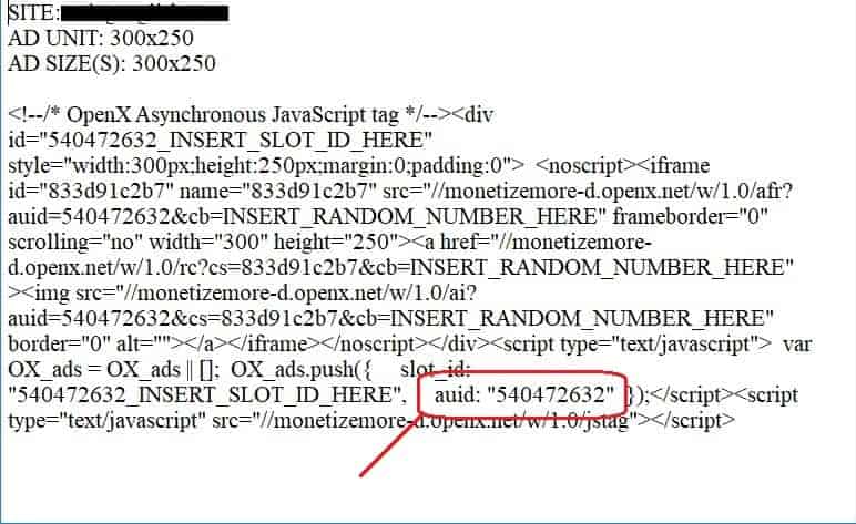 Ad unit size 300x250