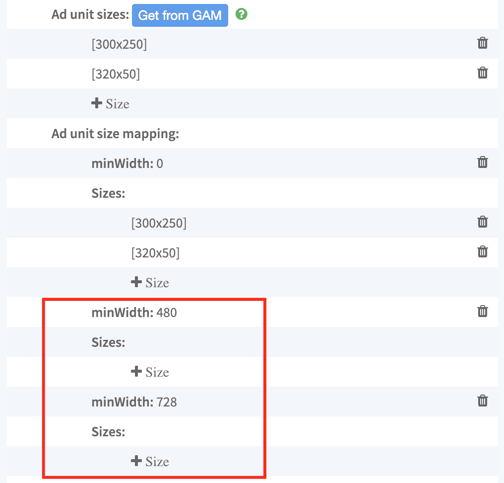 Enable Size Mapping for the bidder by configuring each ad unit size with a unique PID MonitizeMore Enable Size Mapping for the bidder by configuring each ad unit size with a unique PID MonitizeMore