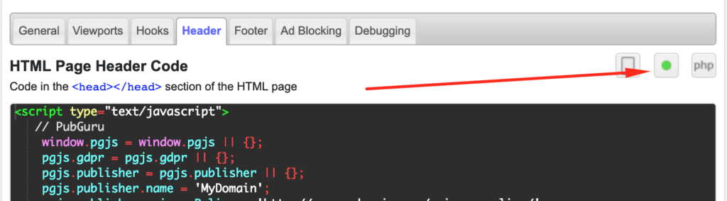 html header code