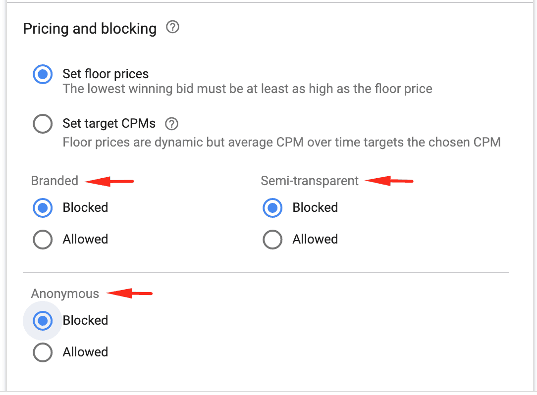 pricing and blocking