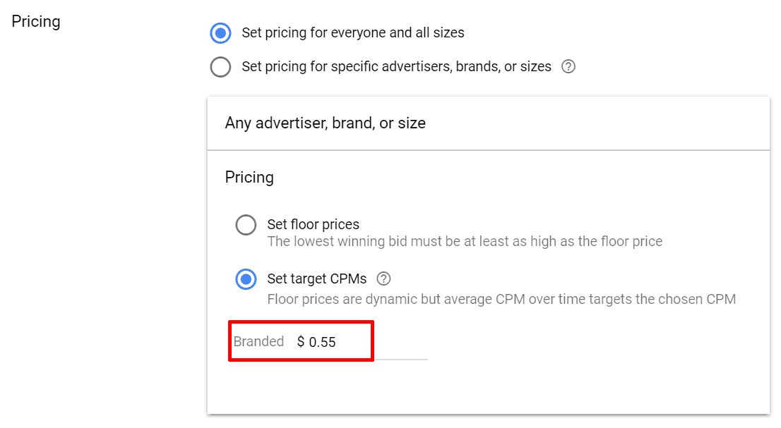 set pricing