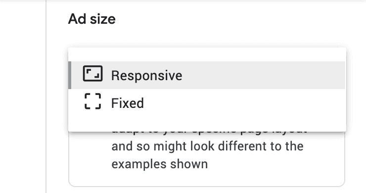 responsive ad sizes
