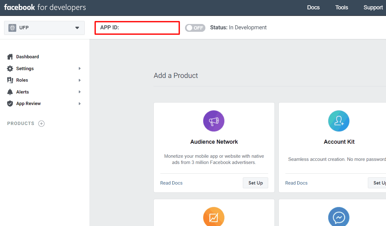 Facebook for developers app ID