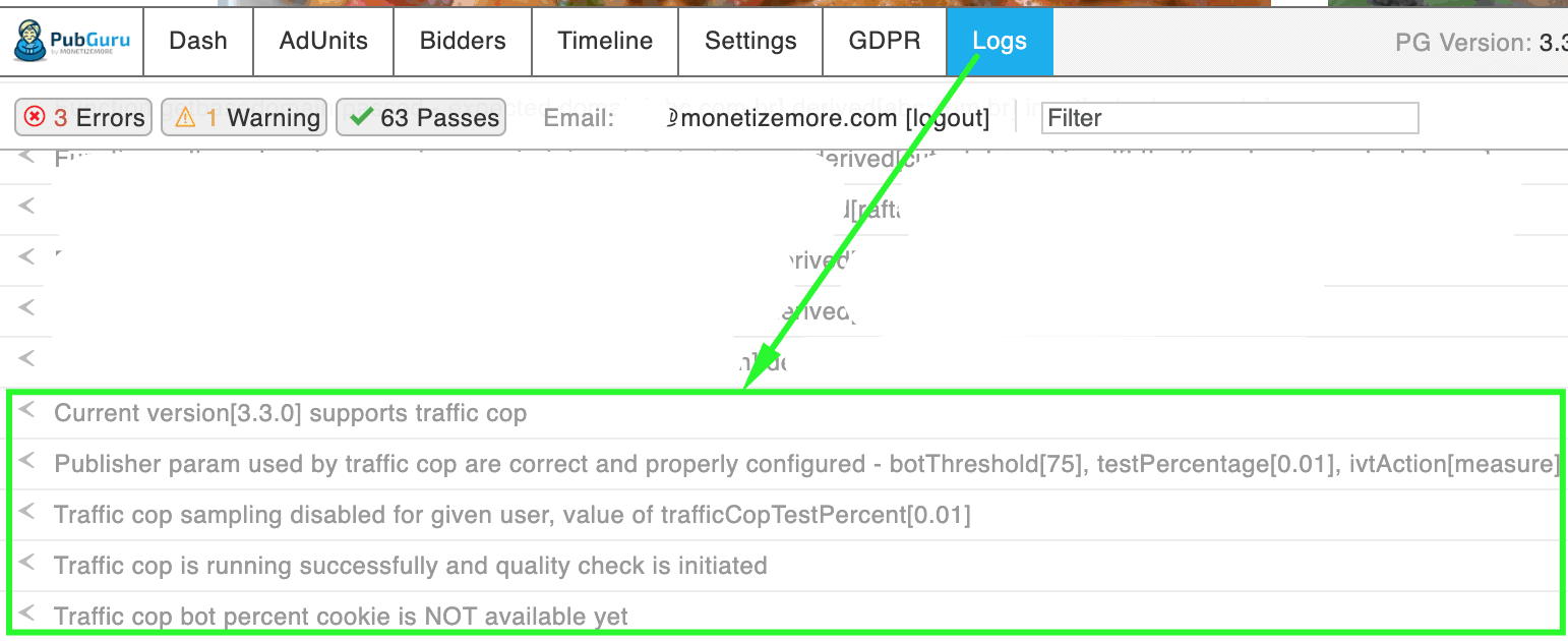 Traffic Cop tutorial: How to measure & block ads when running PubGuru Header Bidding Off-page tags MonitizeMore