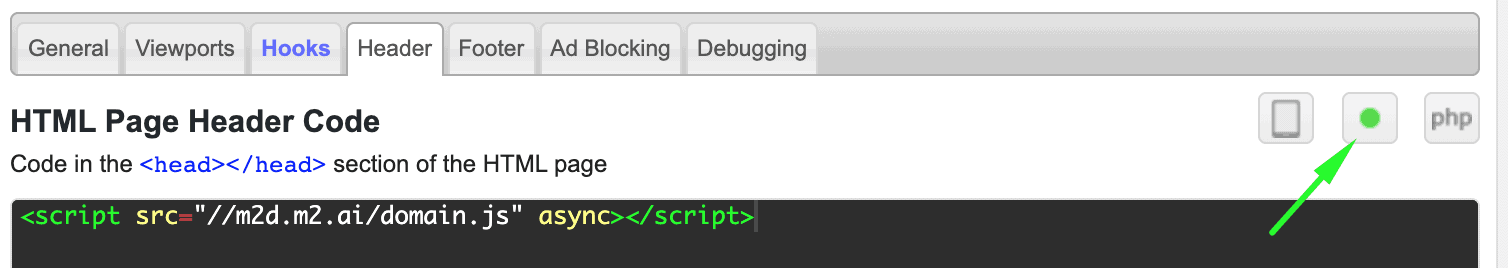 HTML page header code