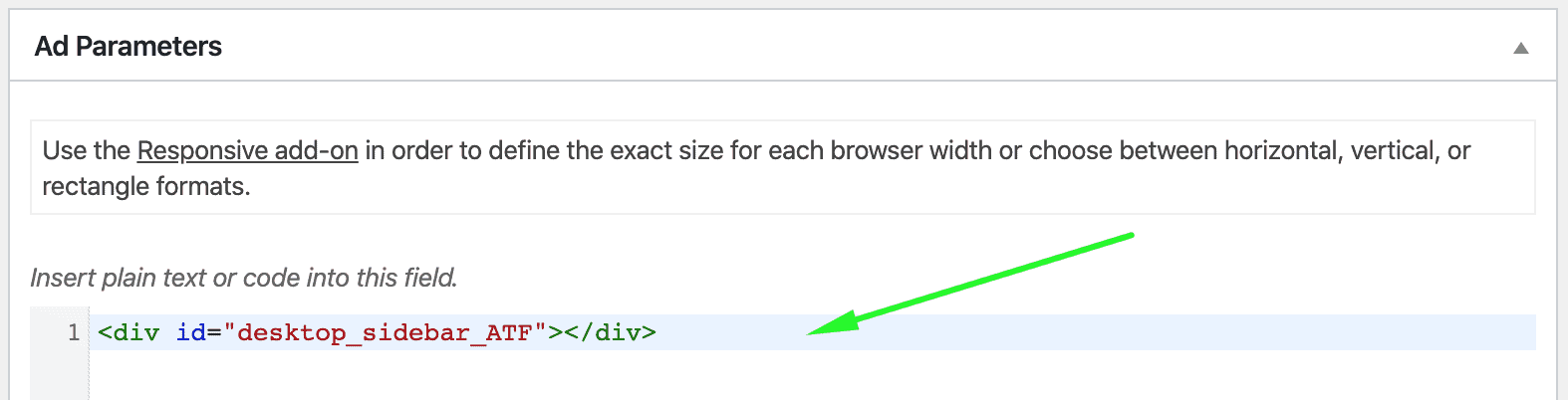 ad parameters