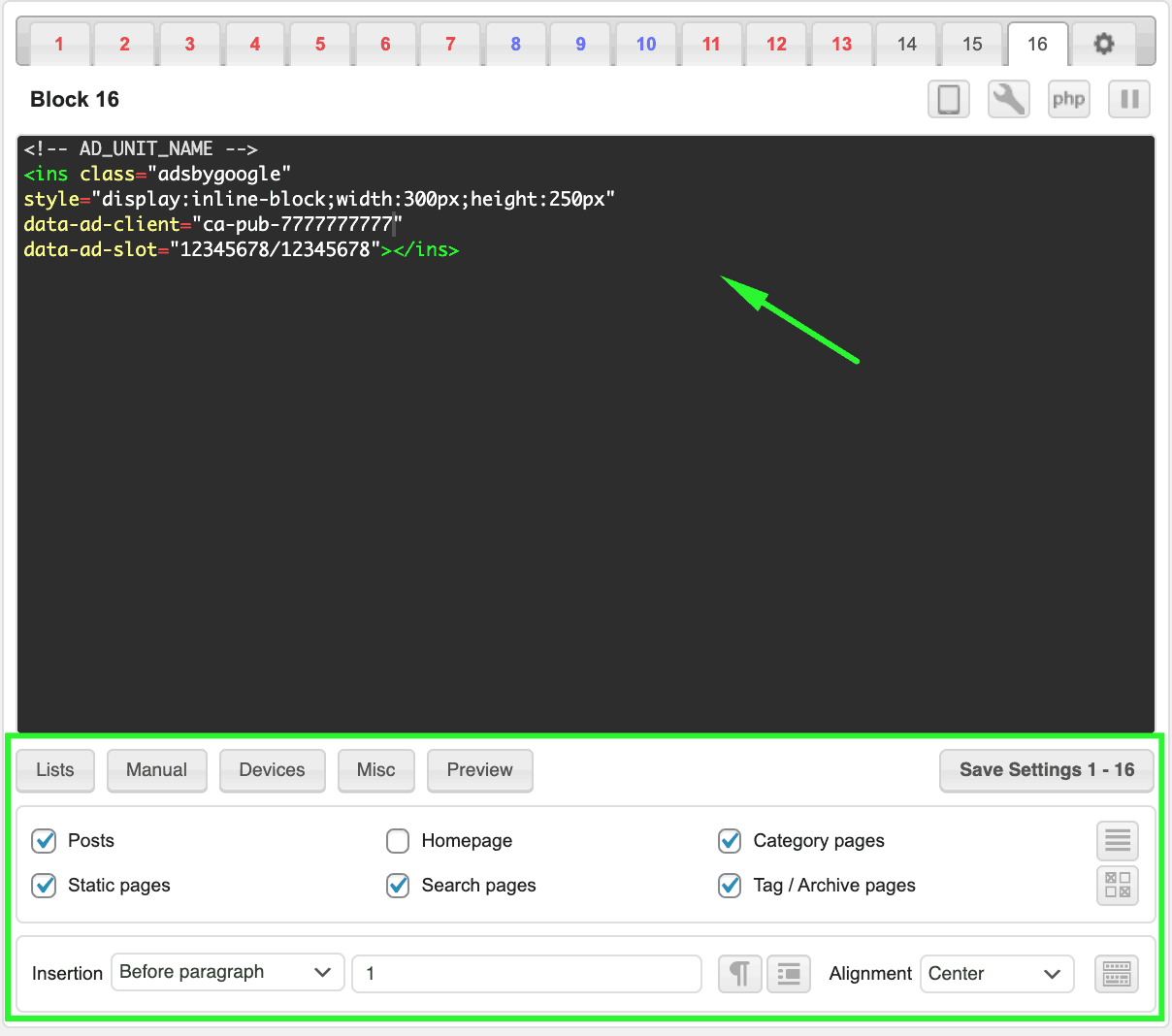 ad code