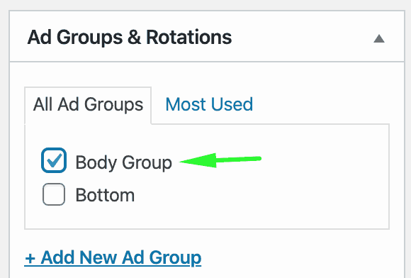 select ad groups and rotations