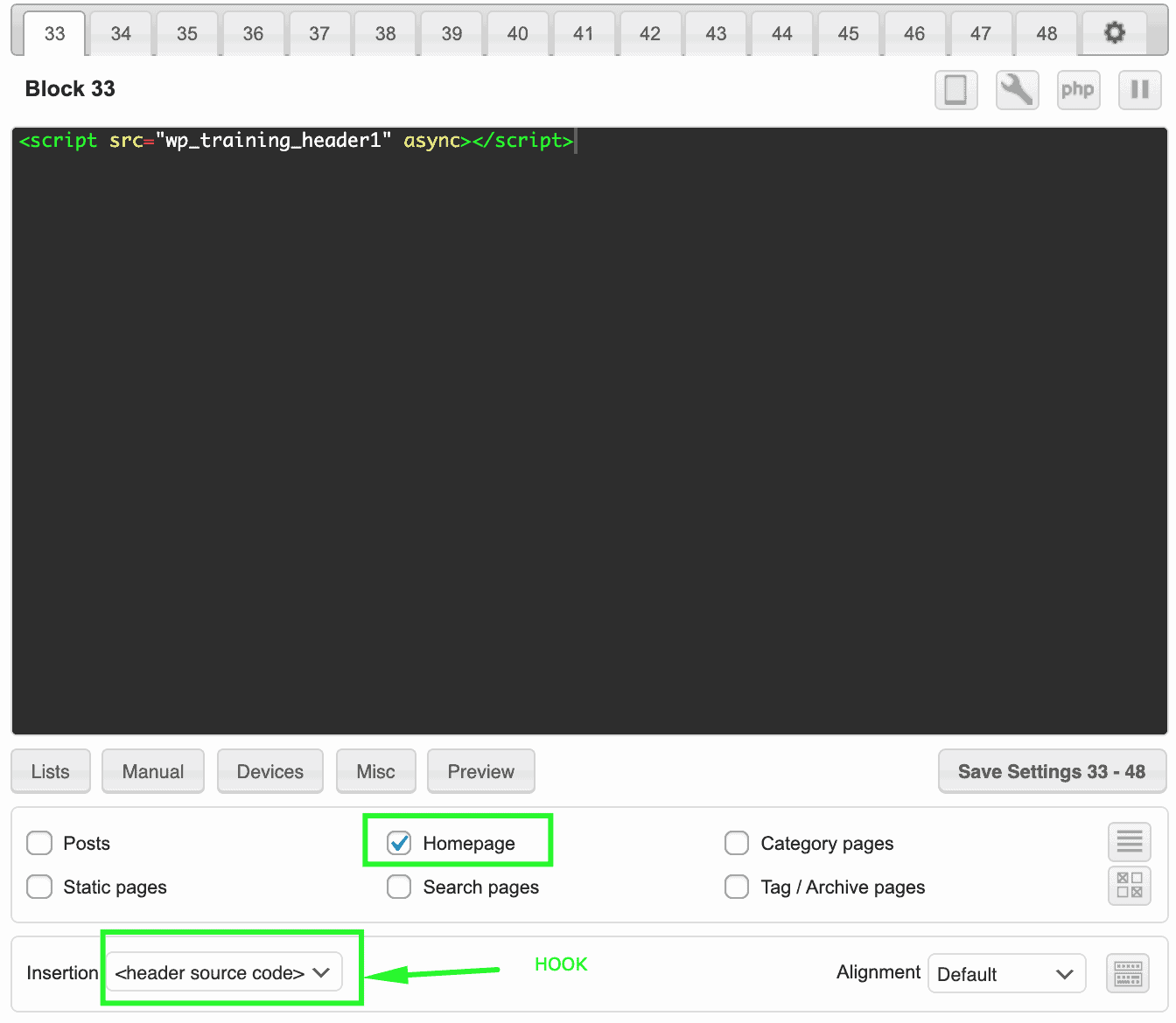 hook code ad inserter