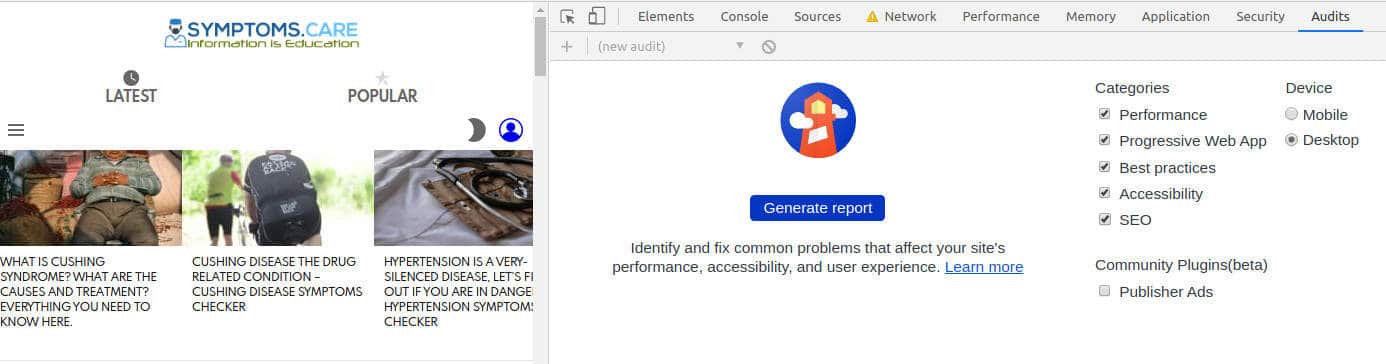 Mejore la velocidad de tu sitio web con auditorías de anuncios de Publishers para Lighthouse MonitizeMore