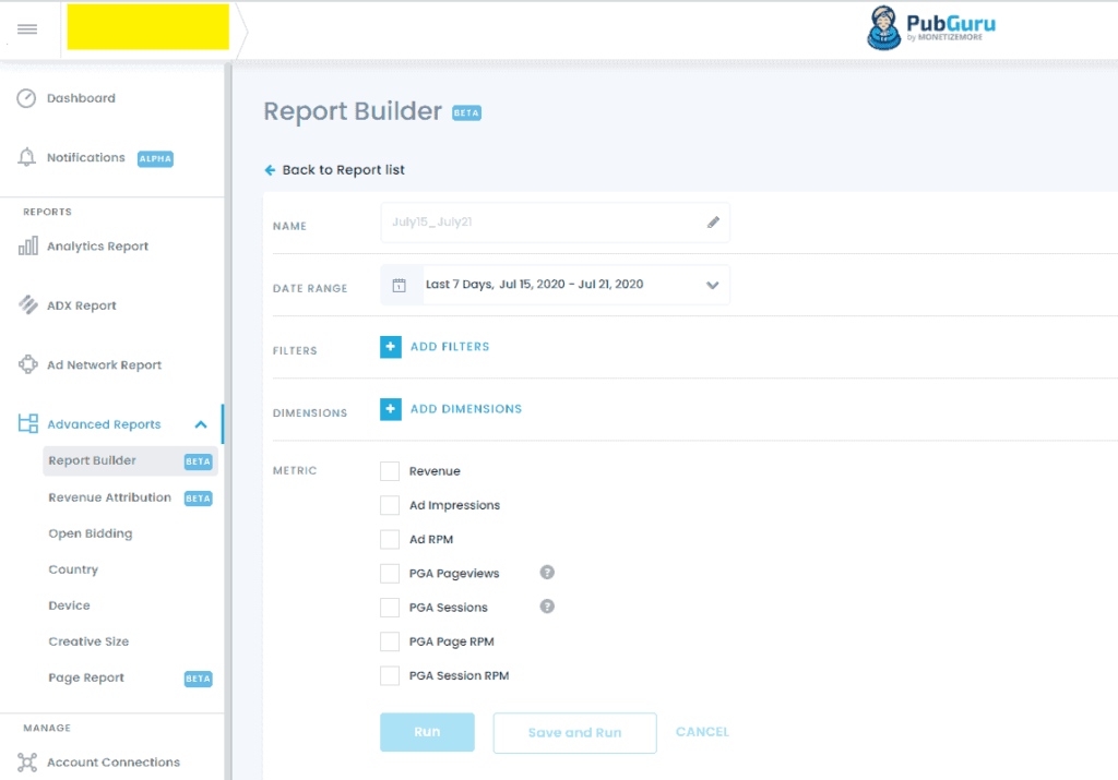 How to generate custom reports with the PubGuru Report Builder MonitizeMore