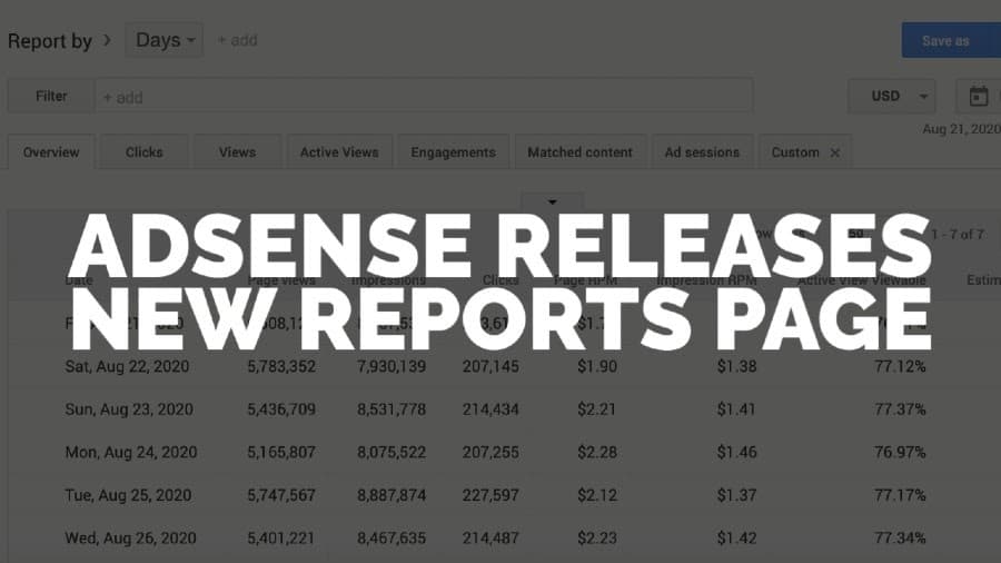 AdSense releases new Reports page in August 2020