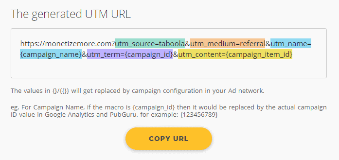 generated UTM URL