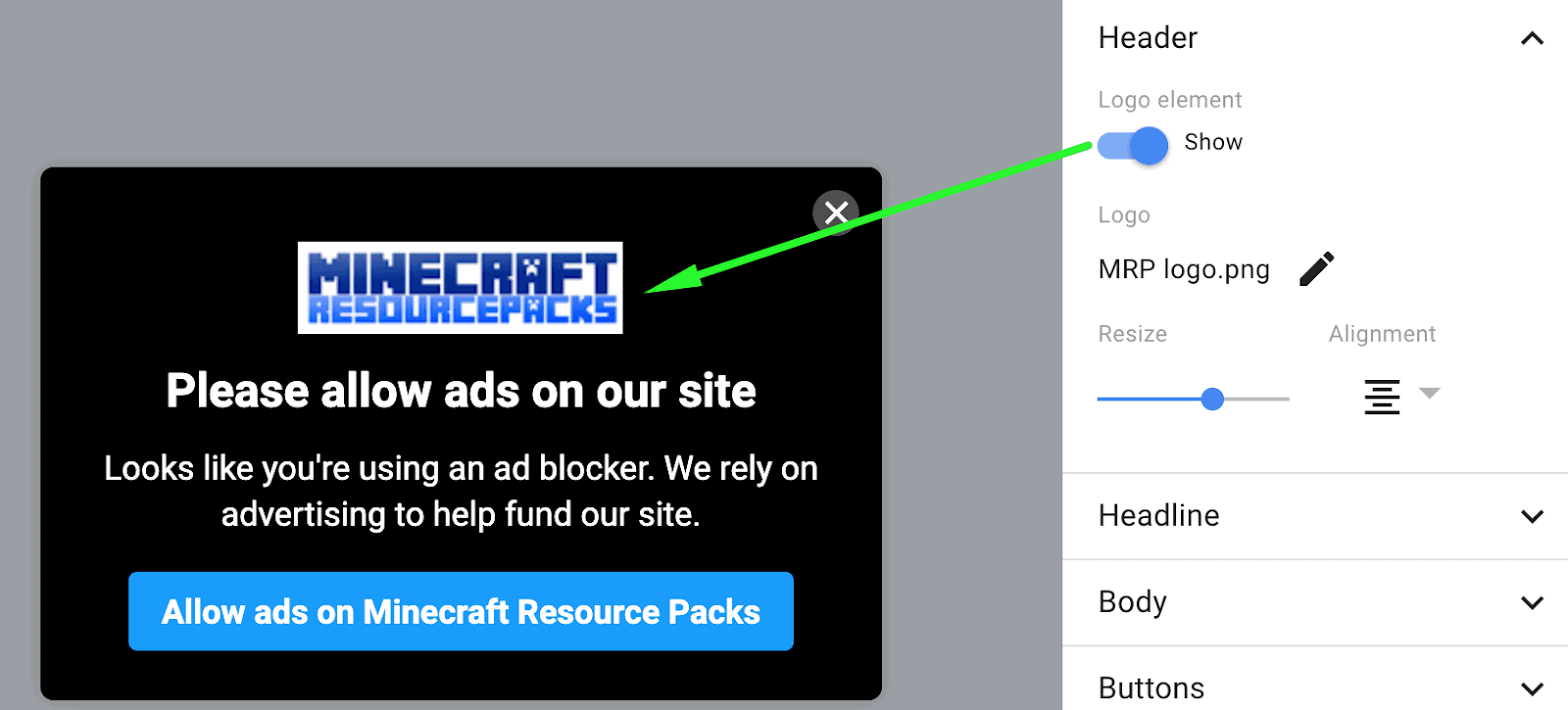 How to create an Ad Blocking message using Google's Funding Choices MonitizeMore