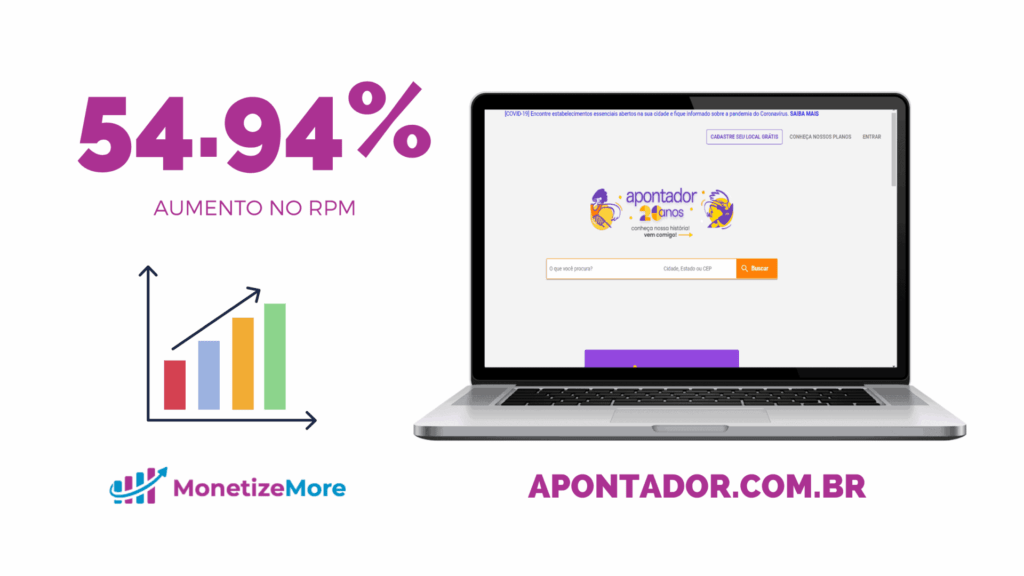 Aumento de 54,94% no RPM do Apontador! MonitizeMore