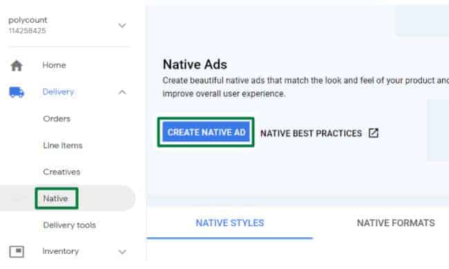 create native ad