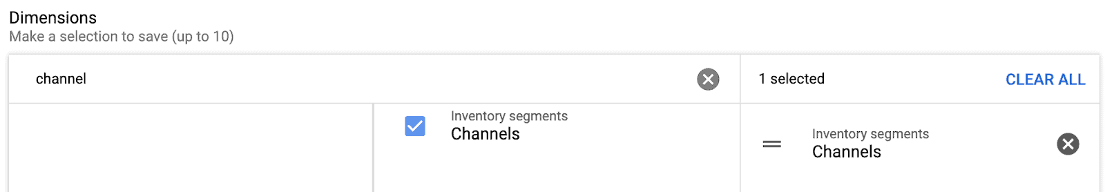 channels for dimensions