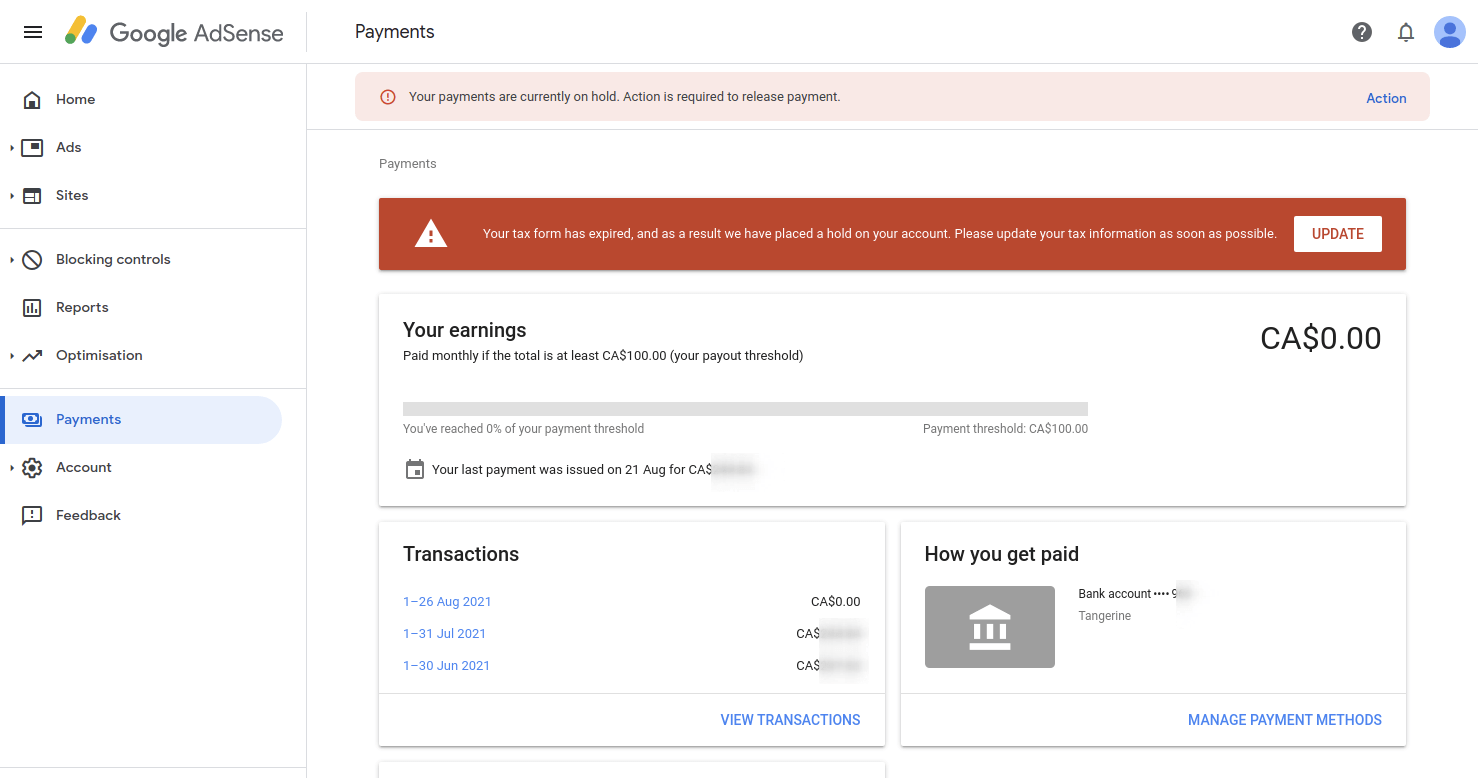 Has Google started withholding US tax from all AdSense accounts?