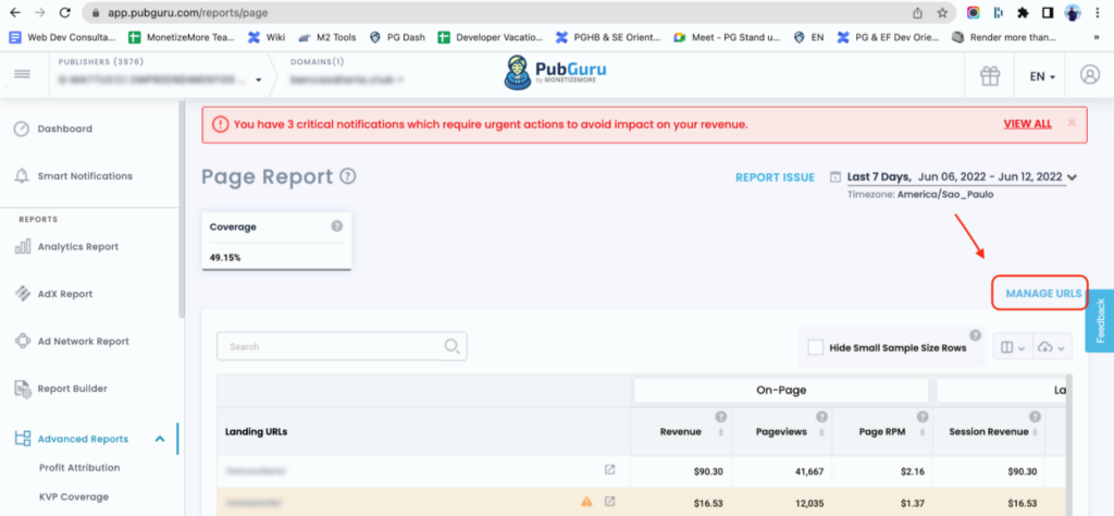 Page-report-manage-urls