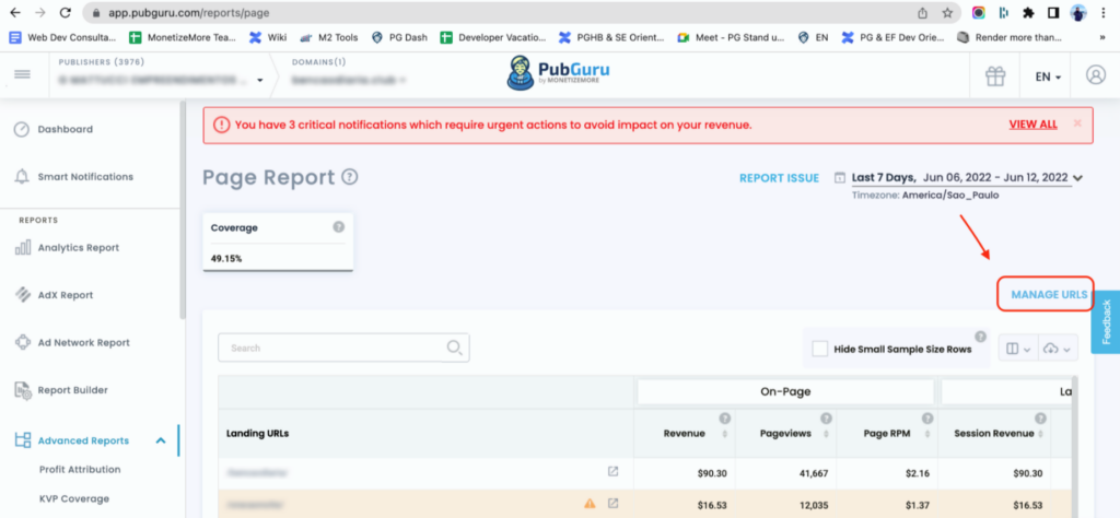 How to use the Page Report in PubGuru MonitizeMore