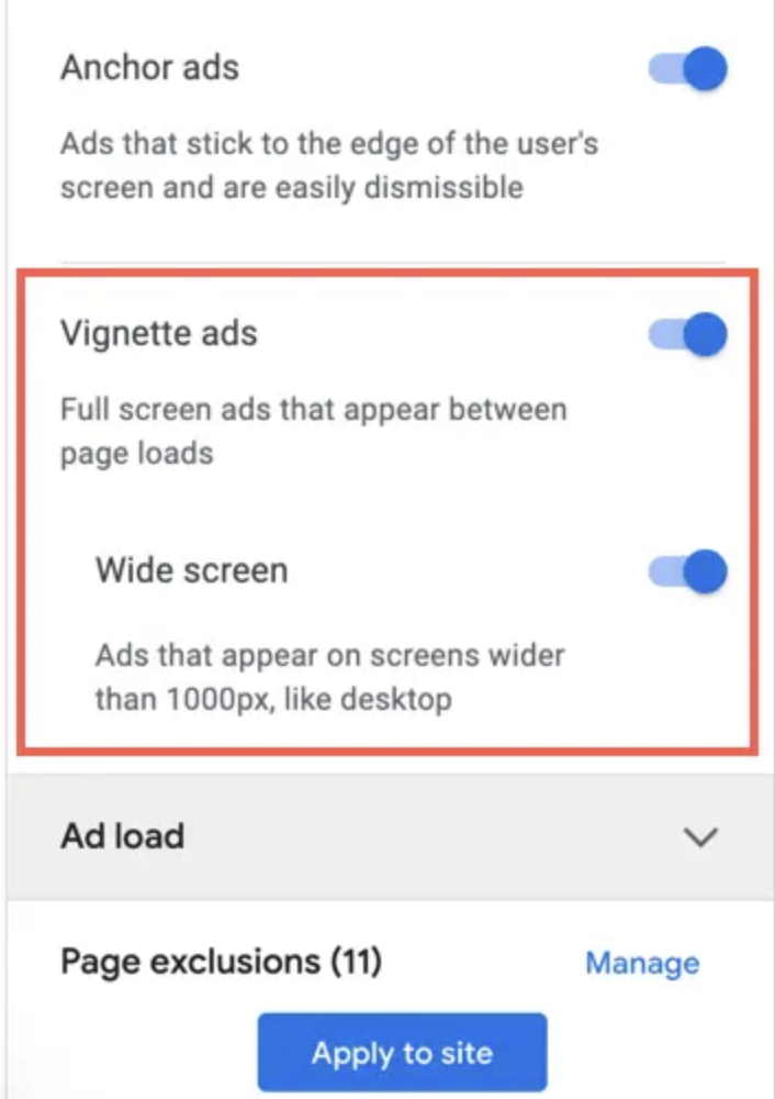 enable-vignette-ads-adsense