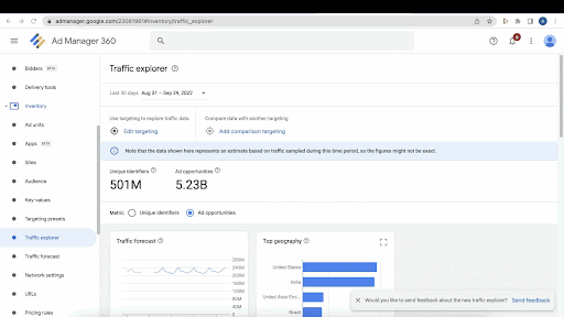 Uncover Ad Inventory Insights with Google Ad Manager's Traffic Explorer MonitizeMore