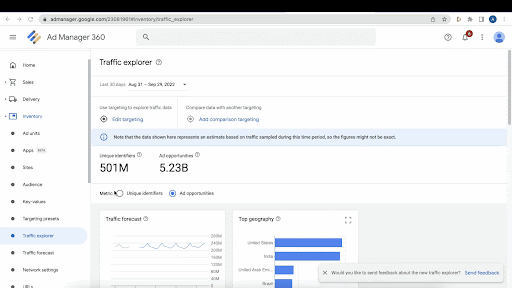 Uncover Ad Inventory Insights with Google Ad Manager's Traffic Explorer MonitizeMore