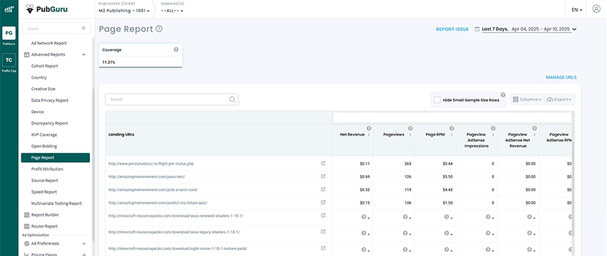 Page report by PubGuru