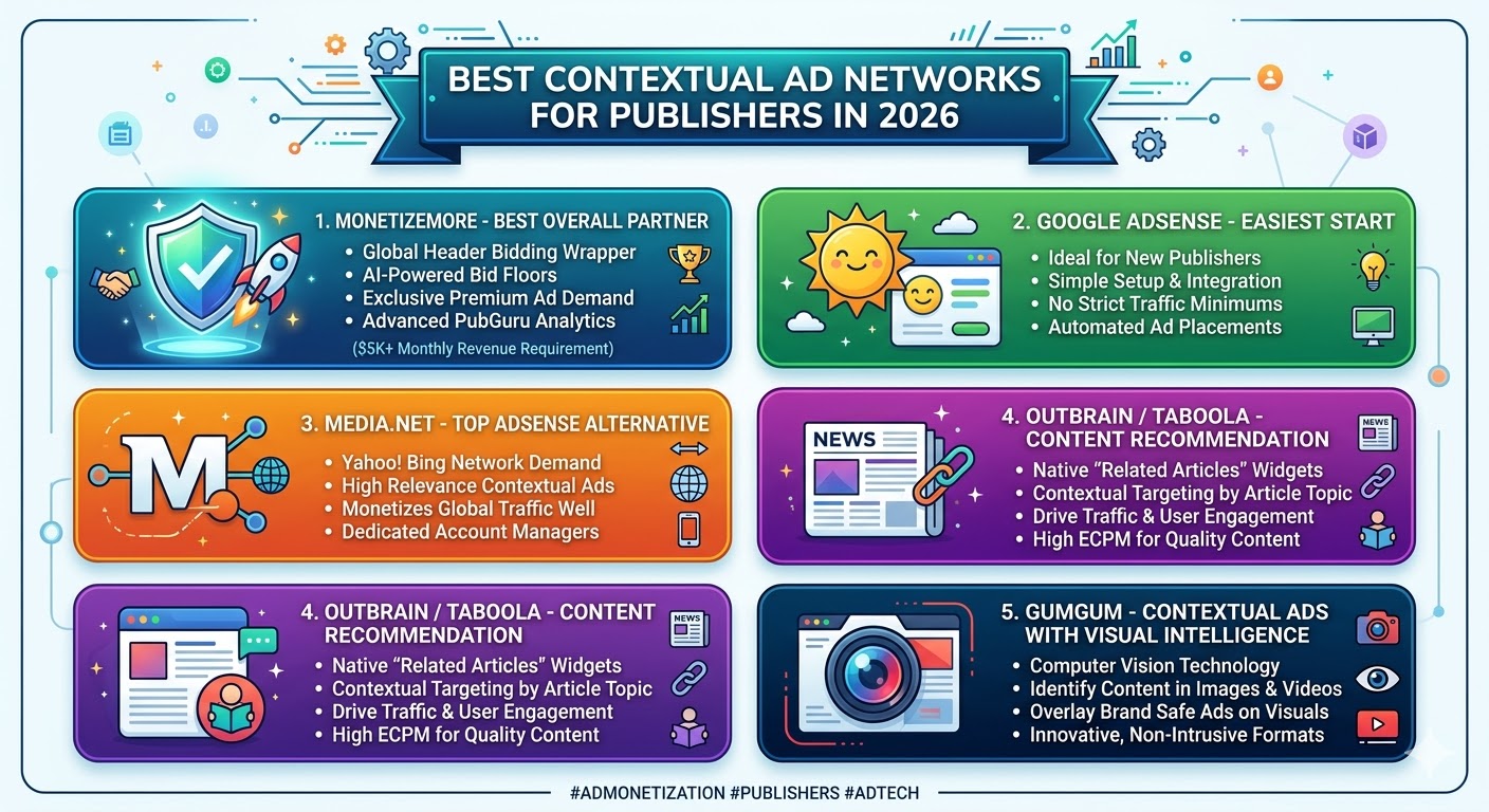 Best Contextual Advertising Networks 2026 MonitizeMore